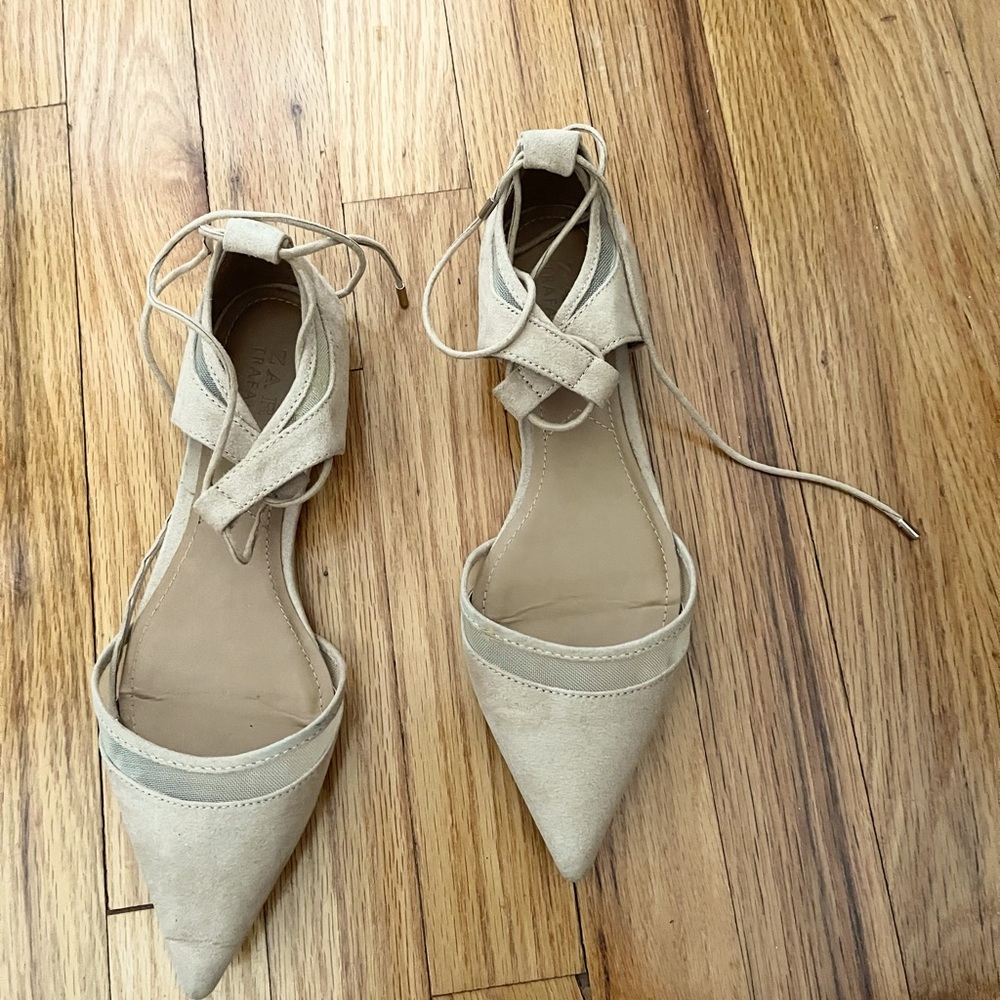 Zara lace up pointy flats sz 8